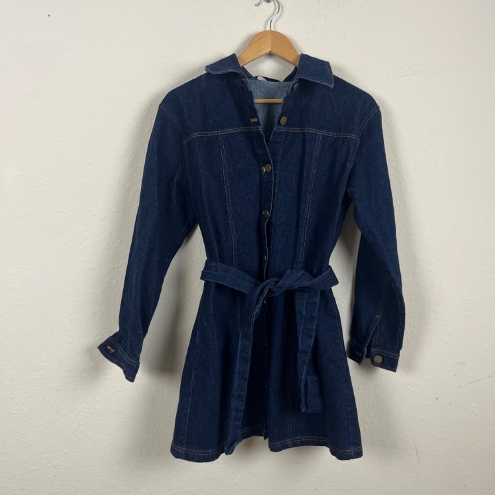 Petal & Pup Denim Button Front Tie Mini Dress Size Small